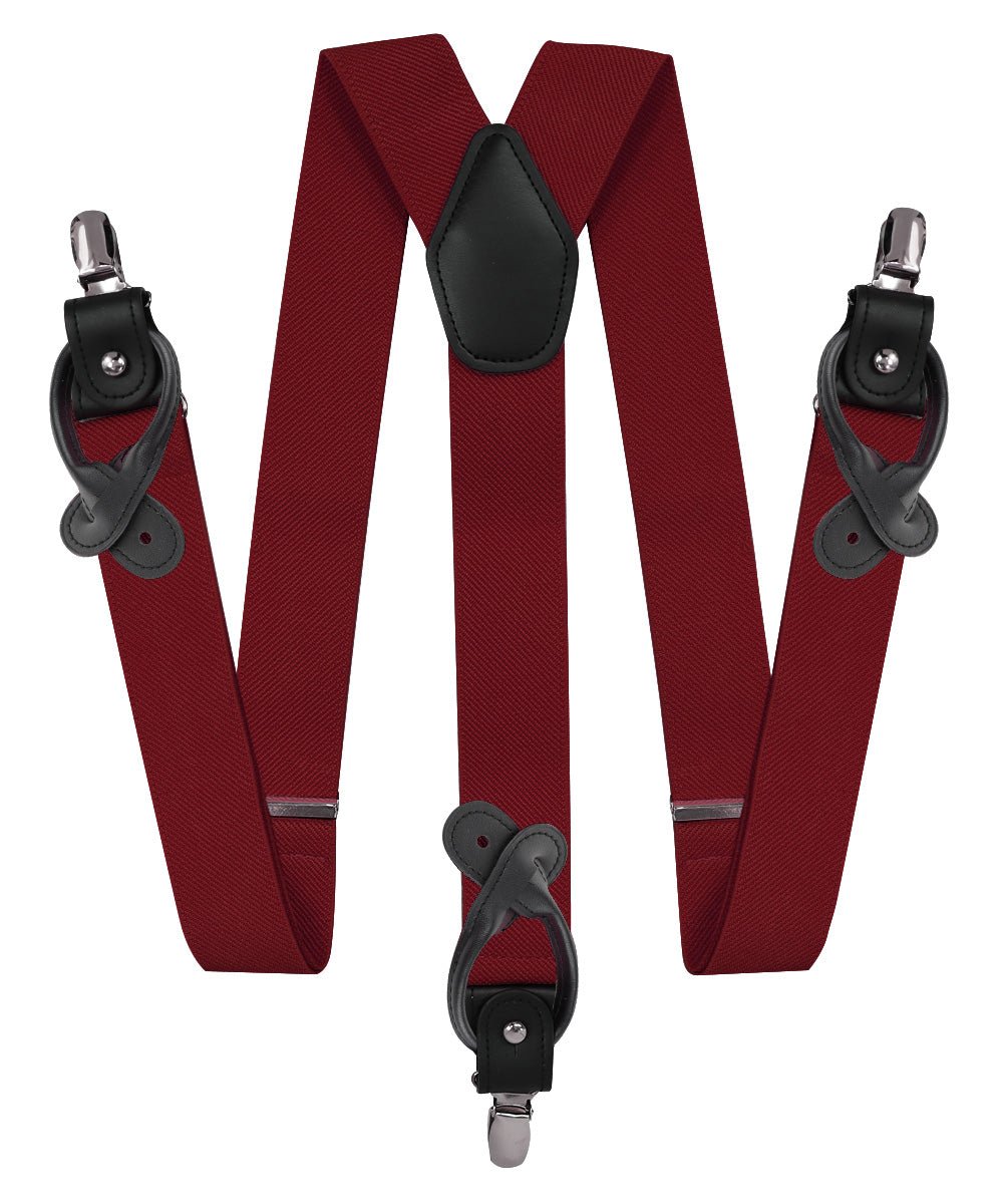 Vittorio Farina Men's Convertible Suspender in Gift Box: 70% Polyester & 30% Elastomer - Burgundy - Suspenders - Vittorio Farina