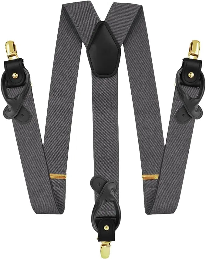 Vittorio Farina Men's Convertible Suspender in Gift Box: 70% Polyester & 30% Elastomer - Charcoal - Suspenders - Vittorio Farina