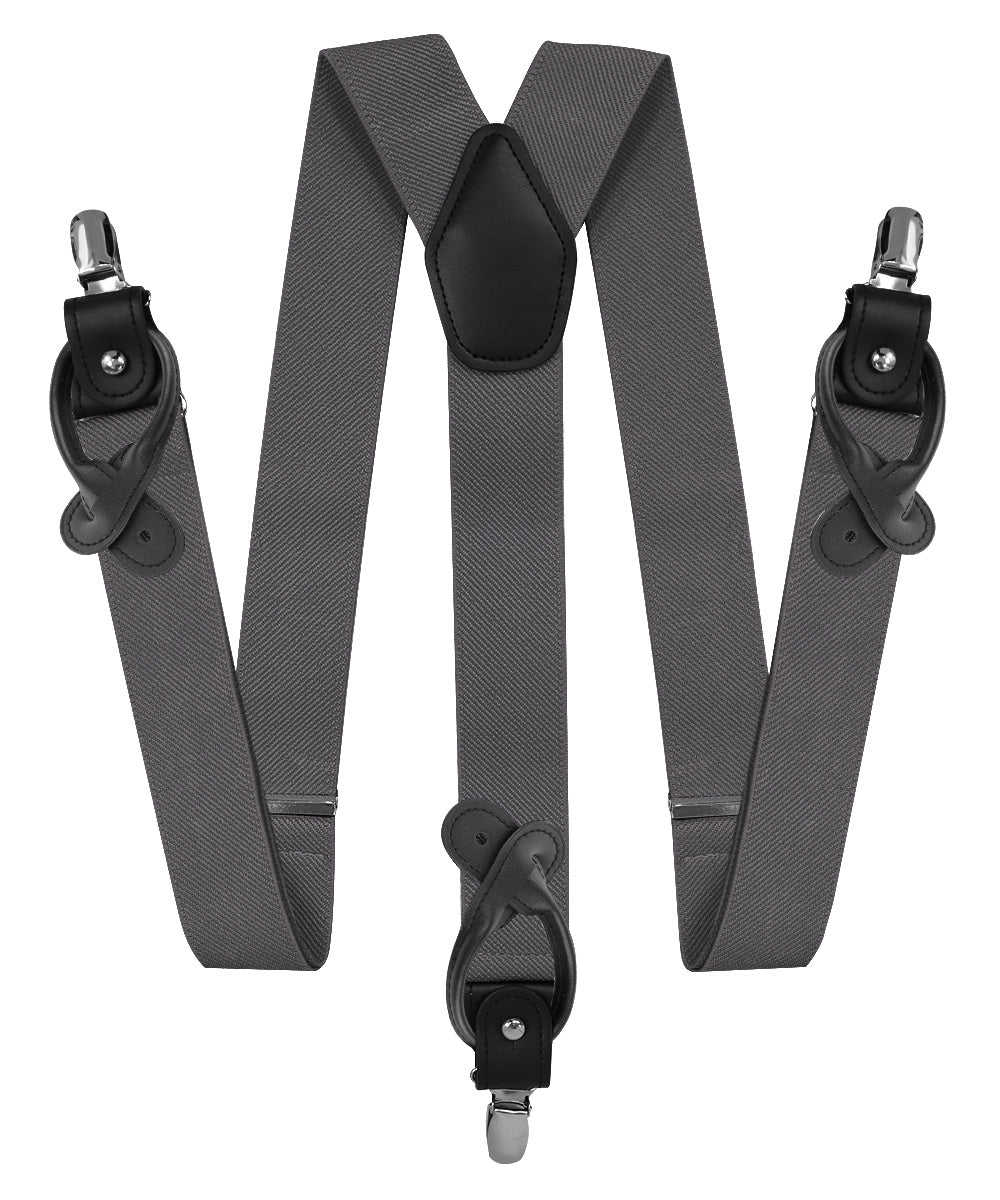 Vittorio Farina Men's Convertible Suspender in Gift Box: 70% Polyester & 30% Elastomer - Charcoal - Suspenders - Vittorio Farina