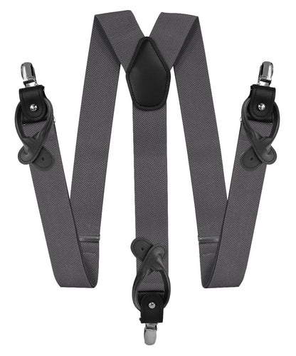 Vittorio Farina Men's Convertible Suspender in Gift Box: 70% Polyester & 30% Elastomer - Charcoal - Suspenders - Vittorio Farina