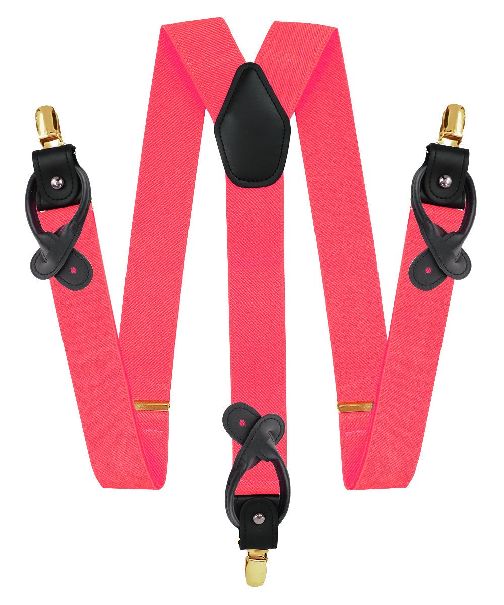 Vittorio Farina Men's Convertible Suspender in Gift Box: 70% Polyester & 30% Elastomer - Coral - Suspenders - Vittorio Farina