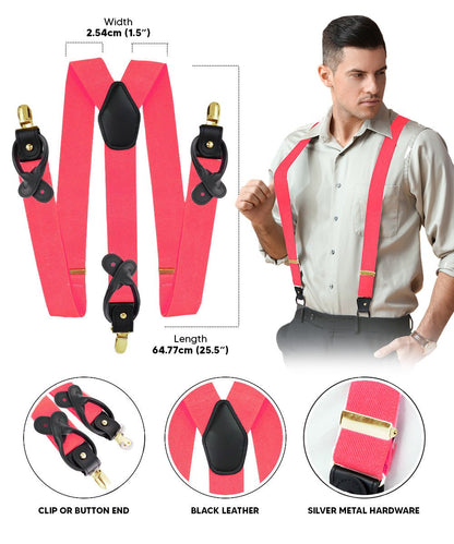 Vittorio Farina Men's Convertible Suspender in Gift Box: 70% Polyester & 30% Elastomer - Coral - Suspenders - Vittorio Farina