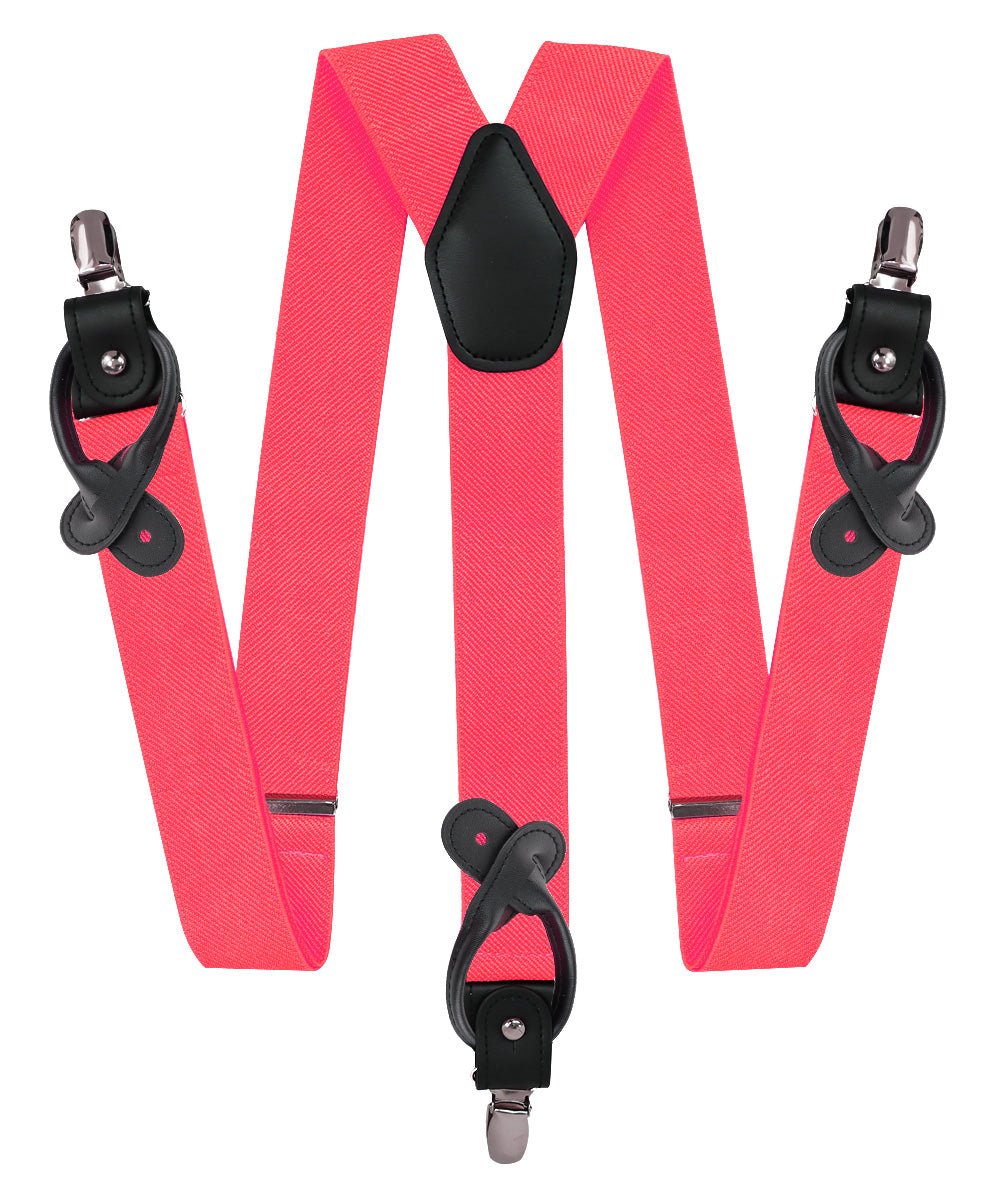 Vittorio Farina Men's Convertible Suspender in Gift Box: 70% Polyester & 30% Elastomer - Coral - Suspenders - Vittorio Farina
