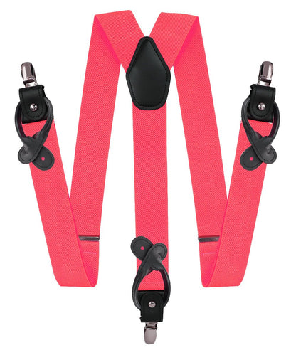 Vittorio Farina Men's Convertible Suspender in Gift Box: 70% Polyester & 30% Elastomer - Coral - Suspenders - Vittorio Farina