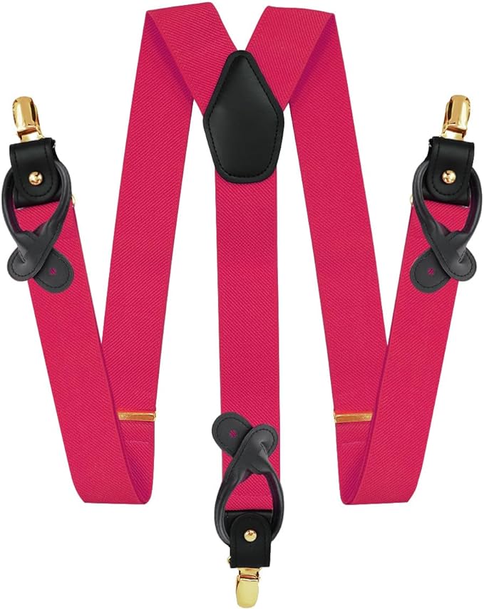 Vittorio Farina Men's Convertible Suspender in Gift Box: 70% Polyester & 30% Elastomer - Hot Pink - Suspenders - Vittorio Farina