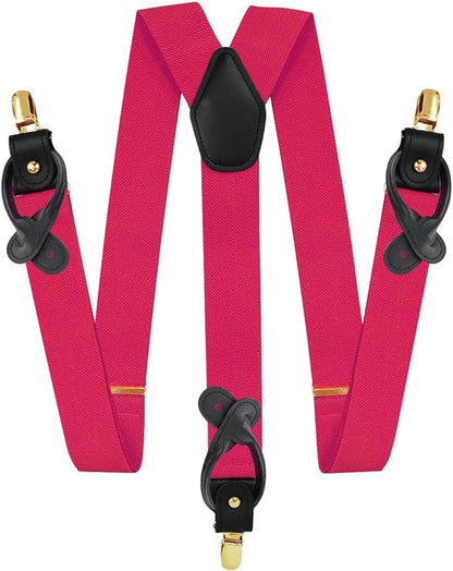 Vittorio Farina Men's Convertible Suspender in Gift Box: 70% Polyester & 30% Elastomer - Hot Pink - Suspenders - Vittorio Farina