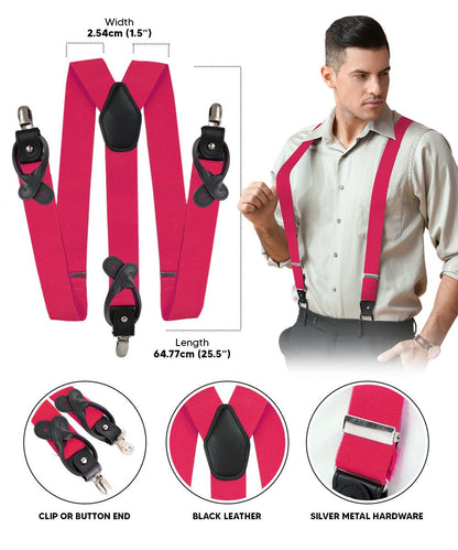 Vittorio Farina Men's Convertible Suspender in Gift Box: 70% Polyester & 30% Elastomer - Hot Pink - Suspenders - Vittorio Farina
