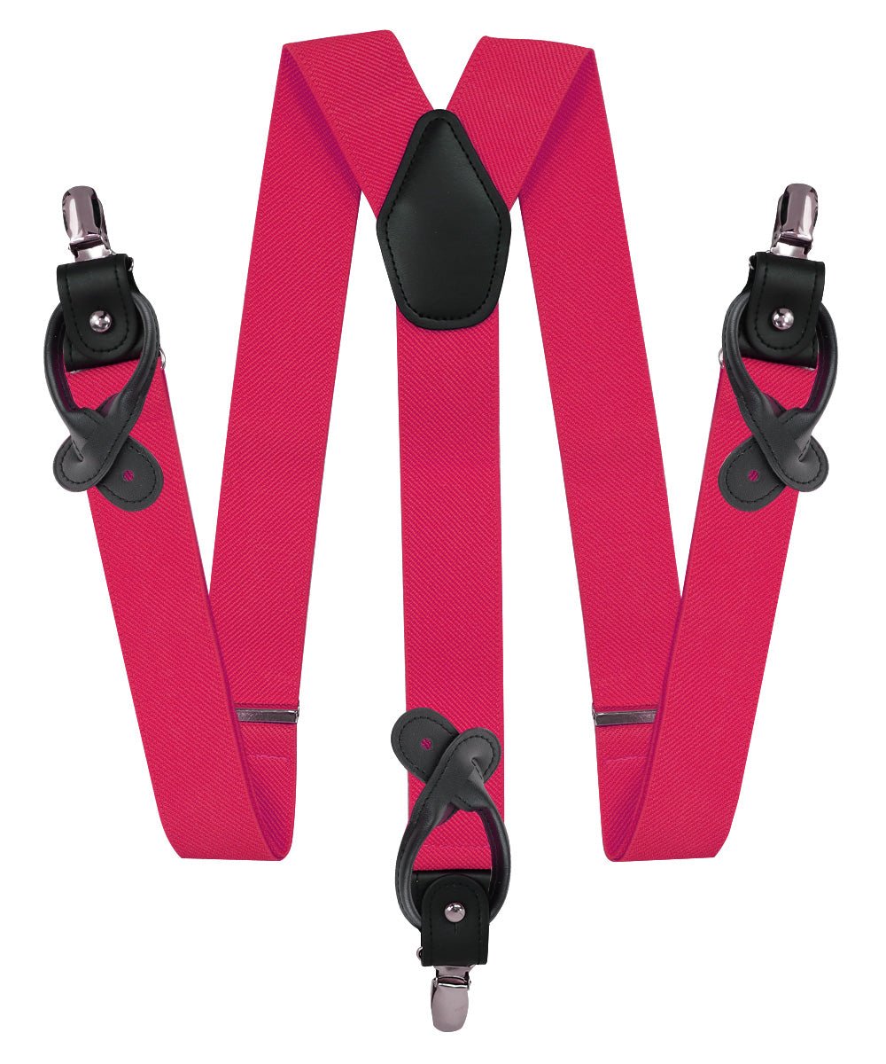 Vittorio Farina Men's Convertible Suspender in Gift Box: 70% Polyester & 30% Elastomer - Hot Pink - Suspenders - Vittorio Farina