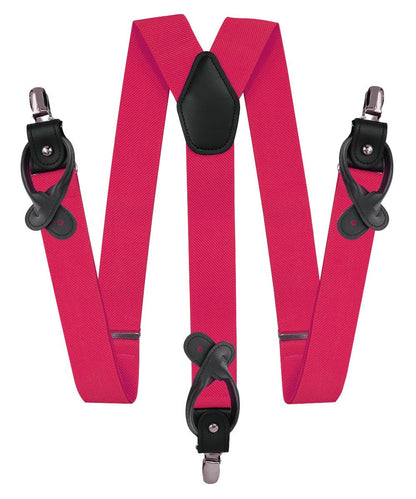 Vittorio Farina Men's Convertible Suspender in Gift Box: 70% Polyester & 30% Elastomer - Hot Pink - Suspenders - Vittorio Farina