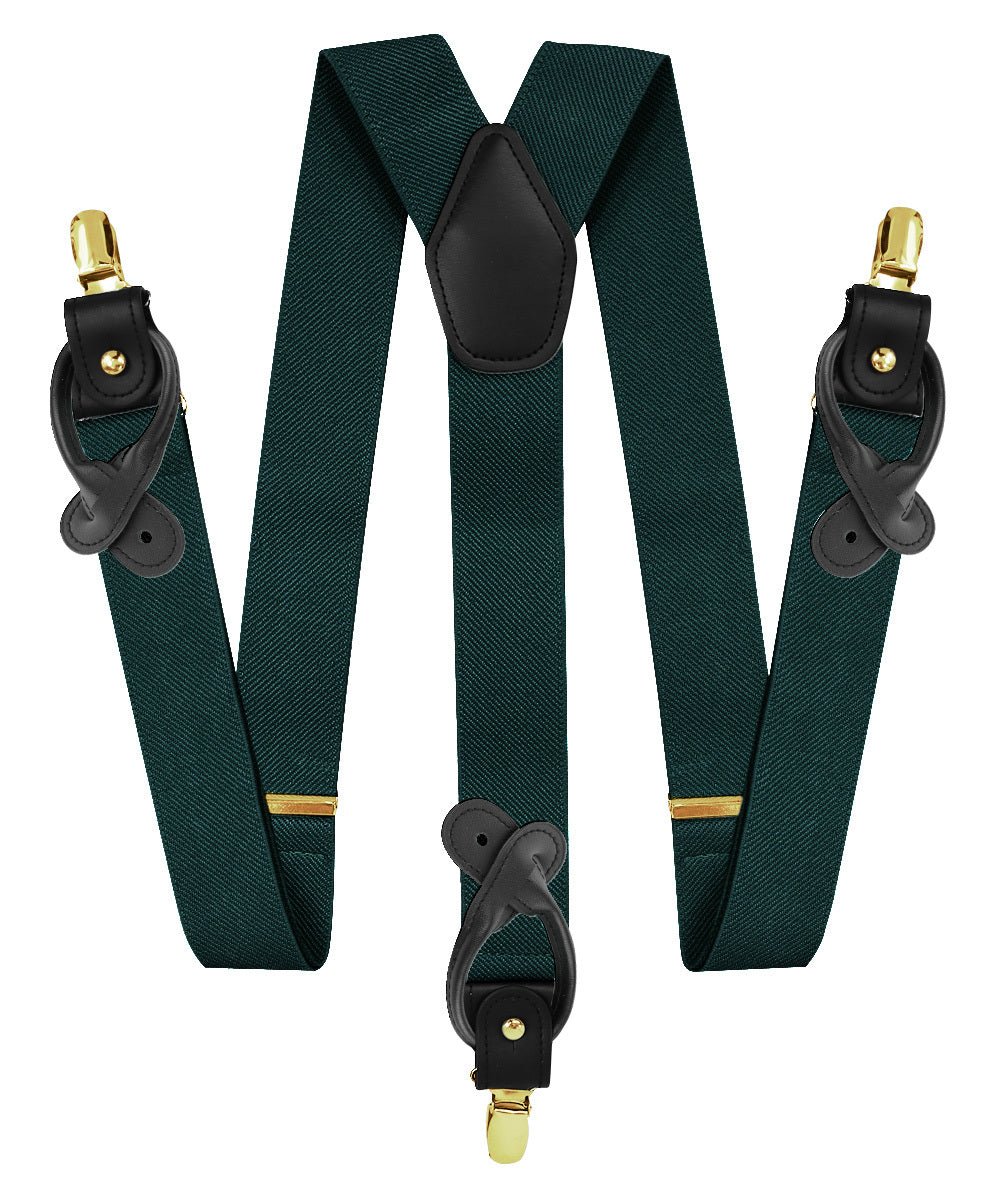 Vittorio Farina Men's Convertible Suspender in Gift Box: 70% Polyester & 30% Elastomer - Hunter Green - Suspenders - Vittorio Farina
