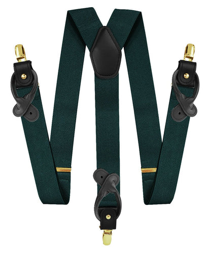 Vittorio Farina Men's Convertible Suspender in Gift Box: 70% Polyester & 30% Elastomer - Hunter Green - Suspenders - Vittorio Farina