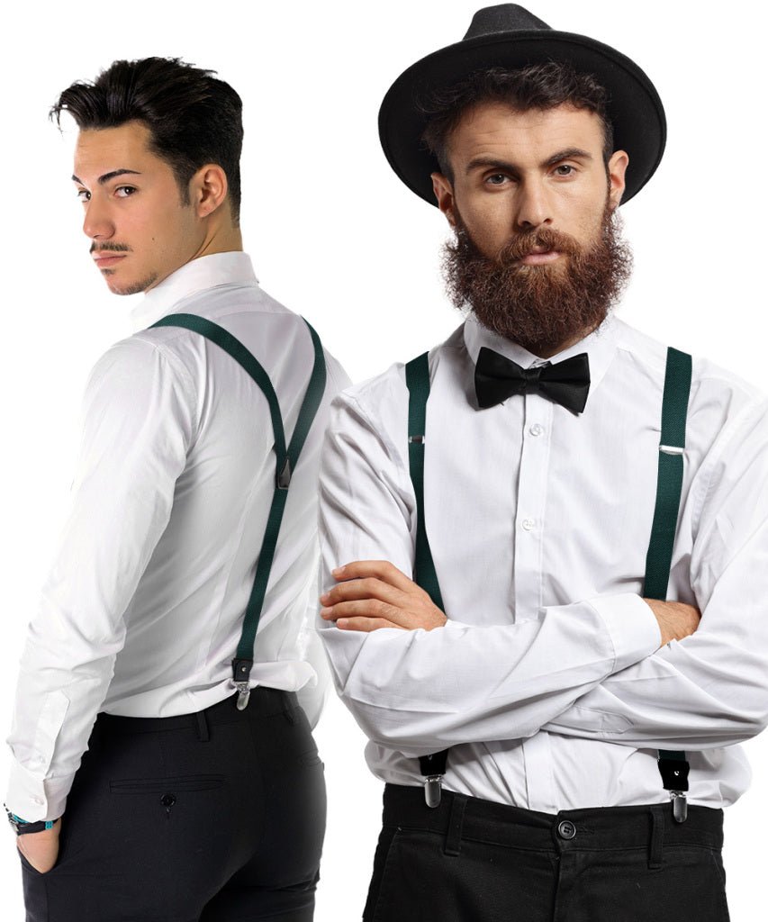 Vittorio Farina Men's Convertible Suspender in Gift Box: 70% Polyester & 30% Elastomer - Hunter Green - Suspenders - Vittorio Farina