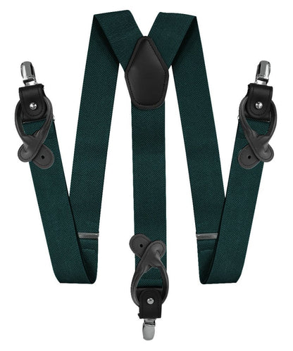 Vittorio Farina Men's Convertible Suspender in Gift Box: 70% Polyester & 30% Elastomer - Hunter Green - Suspenders - Vittorio Farina