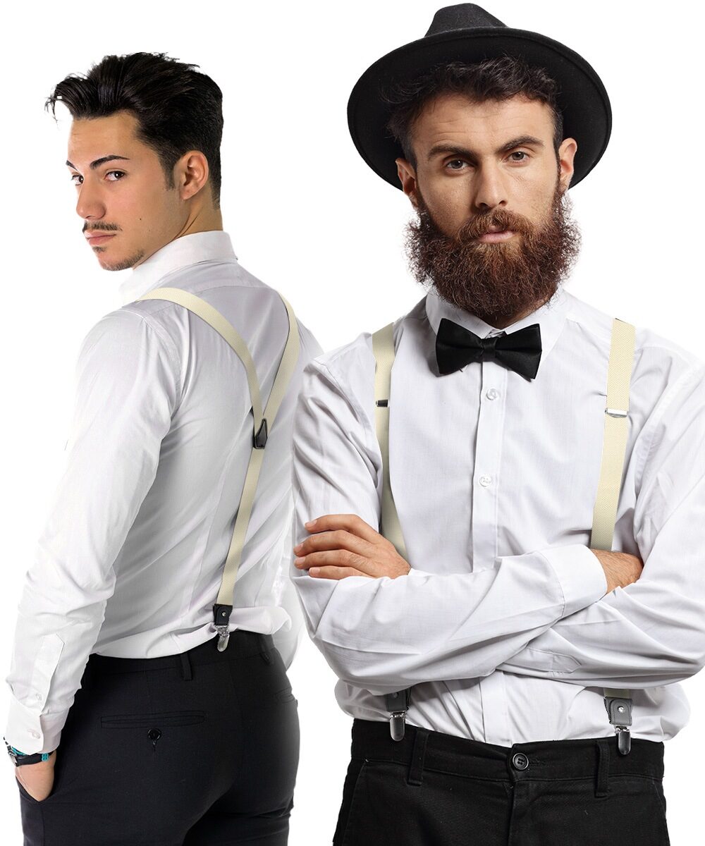 Vittorio Farina Men's Convertible Suspender in Gift Box: 70% Polyester & 30% Elastomer - Black - Suspenders - Vittorio Farina
