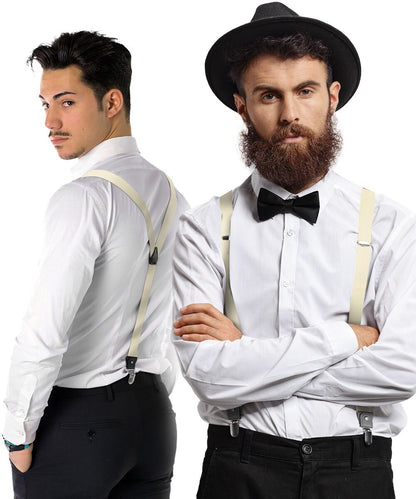 Vittorio Farina Men's Convertible Suspender in Gift Box: 70% Polyester & 30% Elastomer - Black - Suspenders - Vittorio Farina