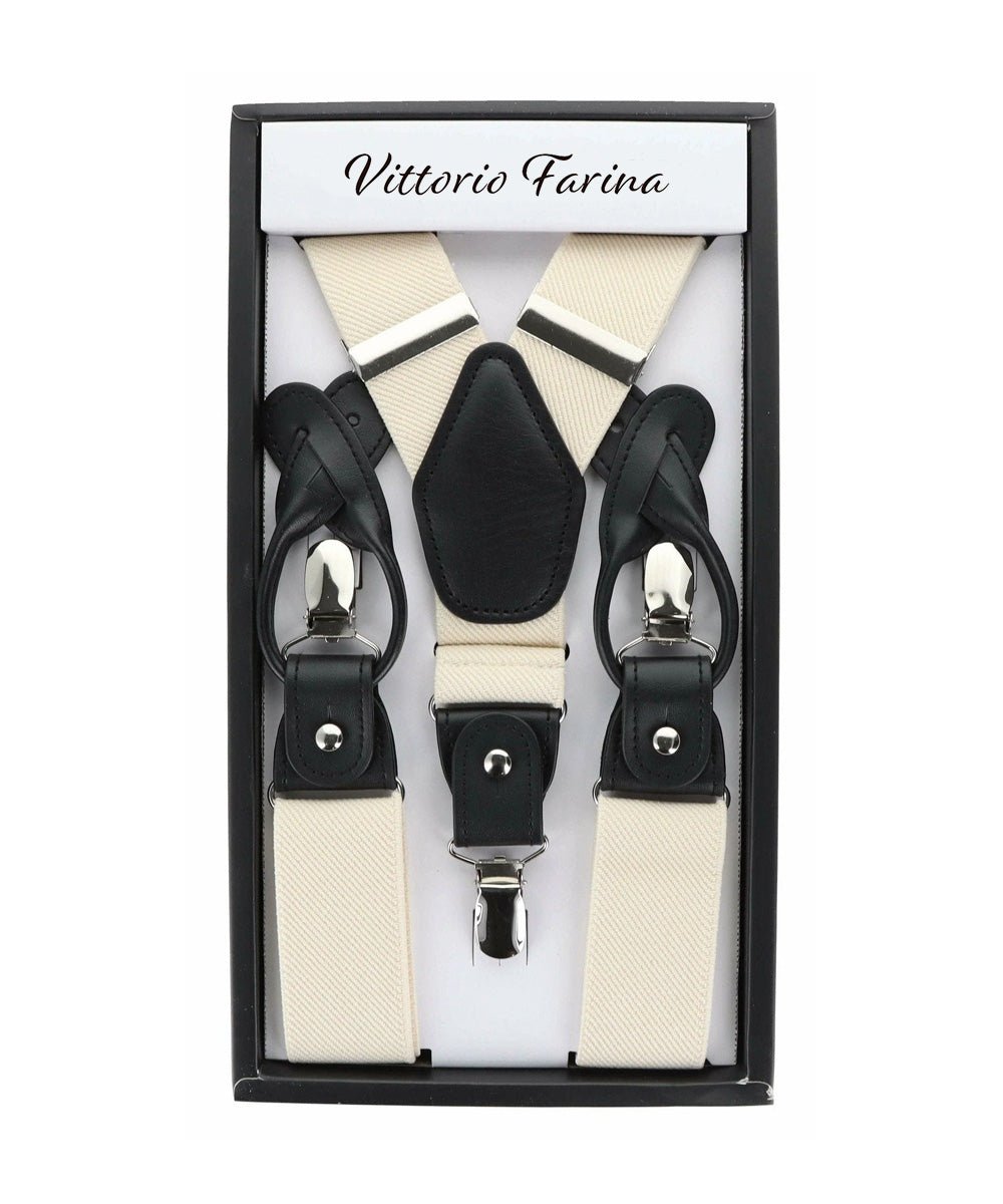 Vittorio Farina Men's Convertible Suspender in Gift Box: 70% Polyester & 30% Elastomer - Black - Suspenders - Vittorio Farina