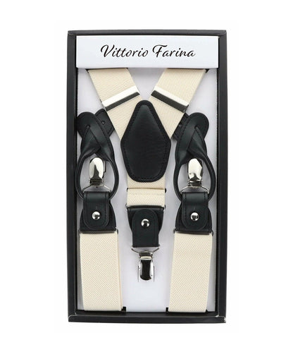 Vittorio Farina Men's Convertible Suspender in Gift Box: 70% Polyester & 30% Elastomer - Black - Suspenders - Vittorio Farina