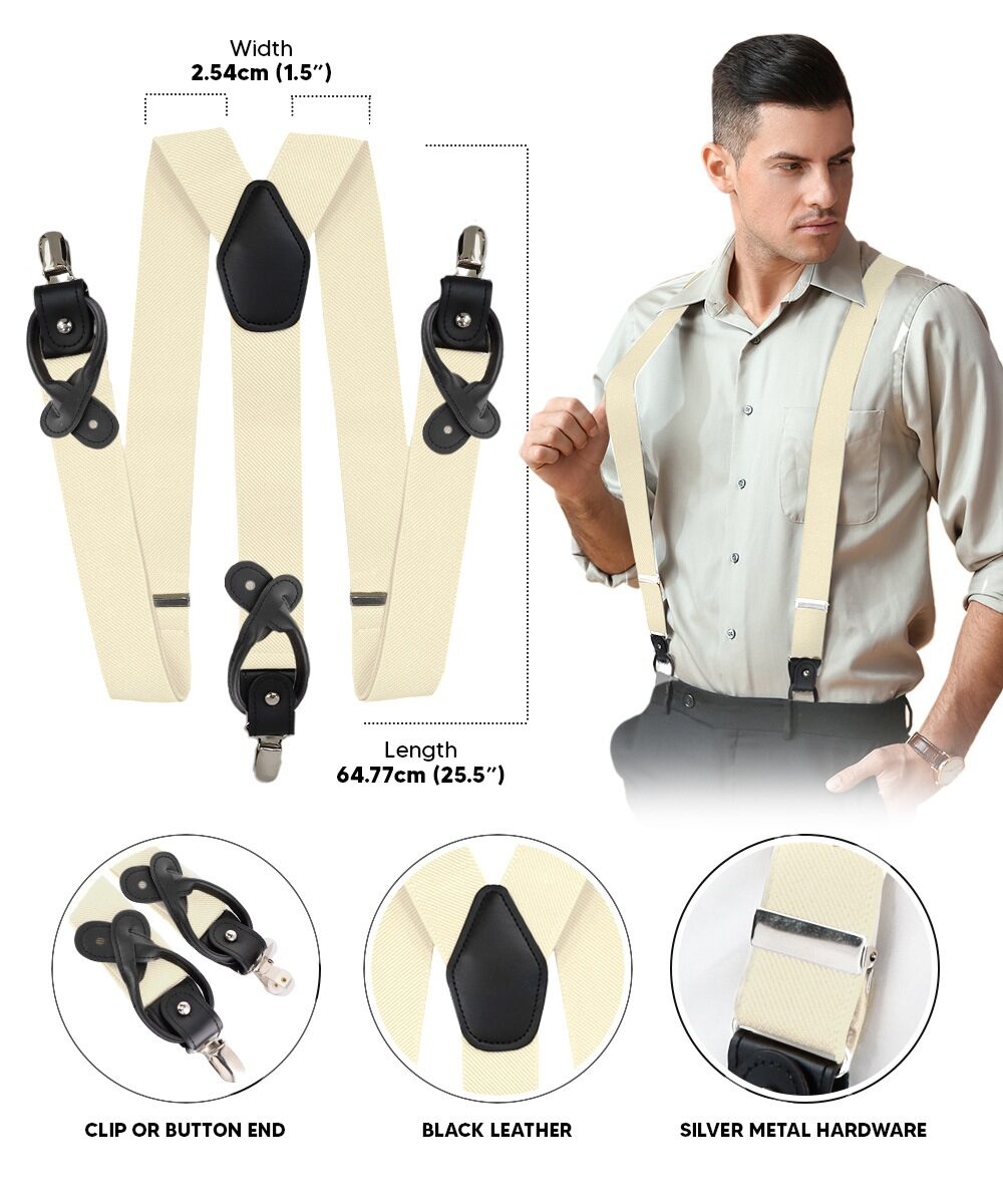 Vittorio Farina Men's Convertible Suspender in Gift Box: 70% Polyester & 30% Elastomer - Black - Suspenders - Vittorio Farina