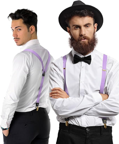 Vittorio Farina Men's Convertible Suspender in Gift Box: 70% Polyester & 30% Elastomer - Lavender - Suspenders - Vittorio Farina