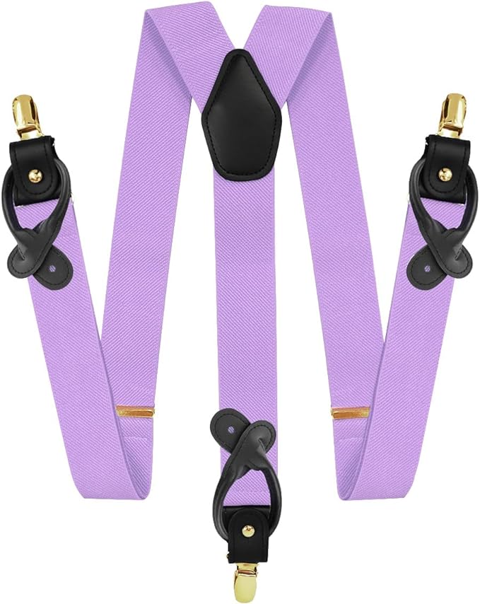 Vittorio Farina Men's Convertible Suspender in Gift Box: 70% Polyester & 30% Elastomer - Lavender - Suspenders - Vittorio Farina