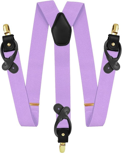 Vittorio Farina Men's Convertible Suspender in Gift Box: 70% Polyester & 30% Elastomer - Lavender - Suspenders - Vittorio Farina