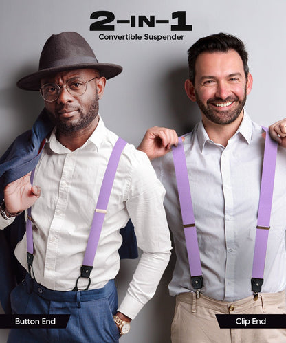 Vittorio Farina Men's Convertible Suspender in Gift Box: 70% Polyester & 30% Elastomer - Lavender - Suspenders - Vittorio Farina