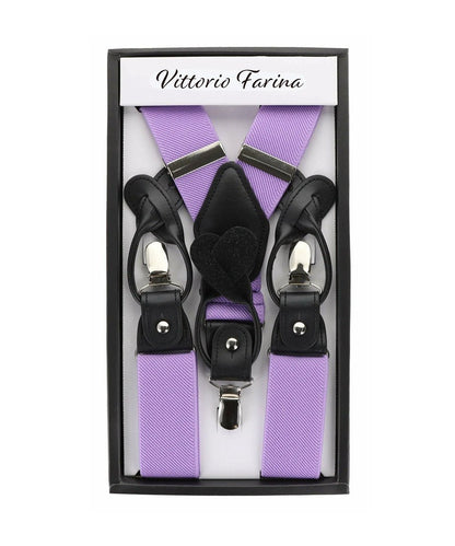 Vittorio Farina Men's Convertible Suspender in Gift Box: 70% Polyester & 30% Elastomer - Lavender - Suspenders - Vittorio Farina