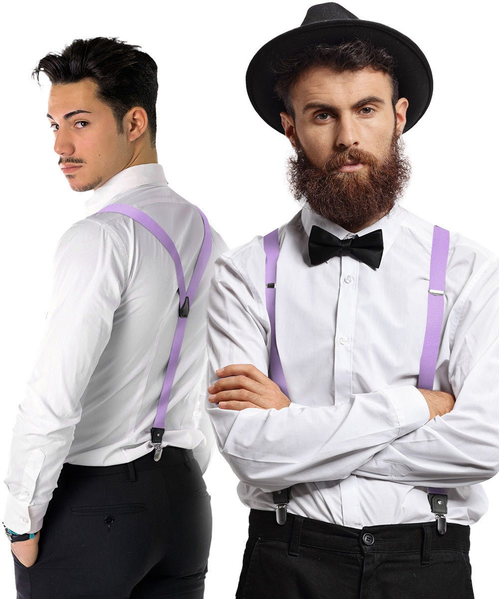 Vittorio Farina Men's Convertible Suspender in Gift Box: 70% Polyester & 30% Elastomer - Lavender - Suspenders - Vittorio Farina