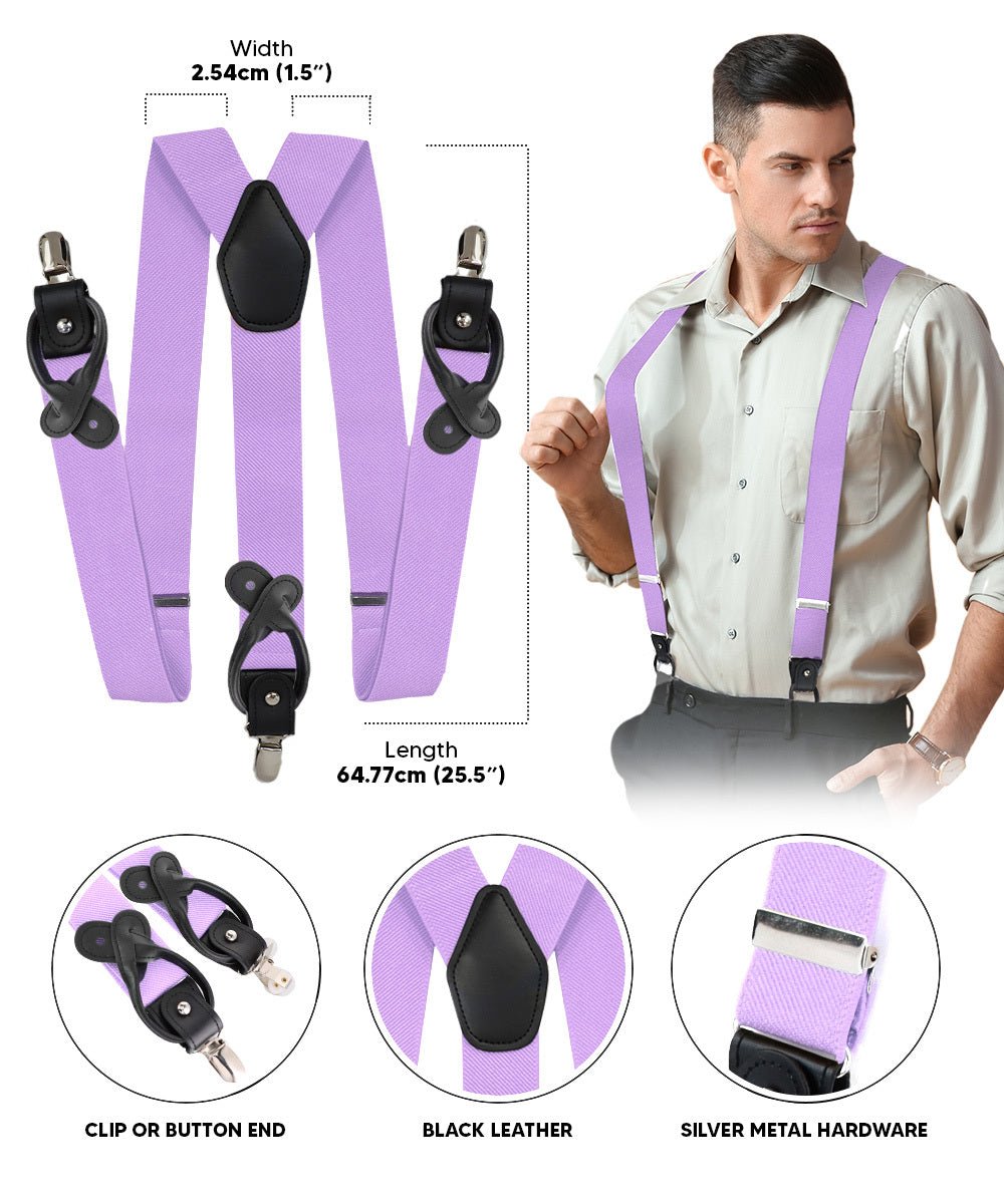 Vittorio Farina Men's Convertible Suspender in Gift Box: 70% Polyester & 30% Elastomer - Lavender - Suspenders - Vittorio Farina