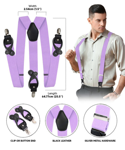 Vittorio Farina Men's Convertible Suspender in Gift Box: 70% Polyester & 30% Elastomer - Lavender - Suspenders - Vittorio Farina