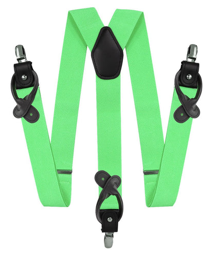 Vittorio Farina Men's Convertible Suspender in Gift Box: 70% Polyester & 30% Elastomer - Lime Green - Suspenders - Vittorio Farina
