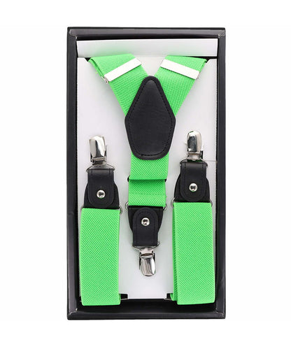 Vittorio Farina Men's Convertible Suspender in Gift Box: 70% Polyester & 30% Elastomer - Lime Green - Suspenders - Vittorio Farina