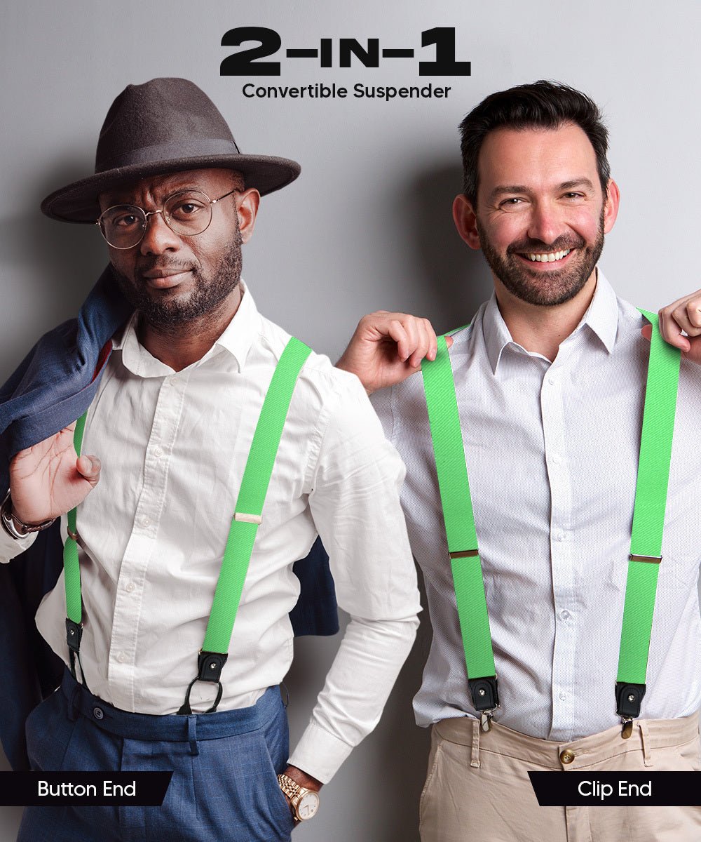 Vittorio Farina Men's Convertible Suspender in Gift Box: 70% Polyester & 30% Elastomer - Lime Green - Suspenders - Vittorio Farina