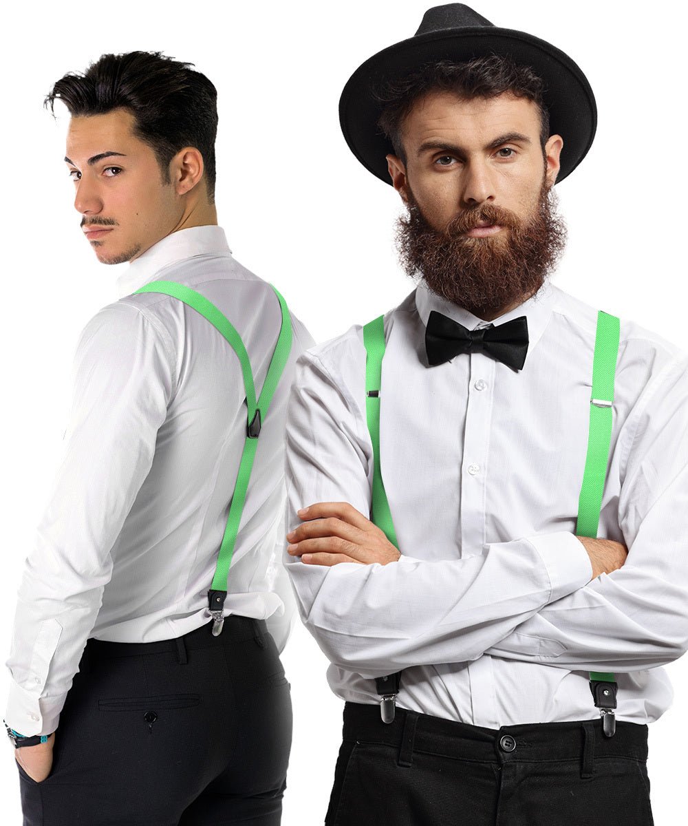 Vittorio Farina Men's Convertible Suspender in Gift Box: 70% Polyester & 30% Elastomer - Lime Green - Suspenders - Vittorio Farina