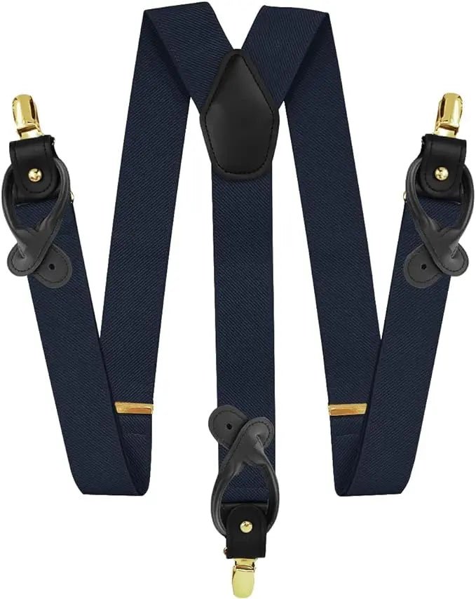 Vittorio Farina Men's Convertible Suspender in Gift Box: 70% Polyester & 30% Elastomer - Navy Blue - Suspenders - Vittorio Farina