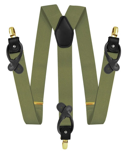 Vittorio Farina Men's Convertible Suspender in Gift Box: 70% Polyester & 30% Elastomer - Olive Green - Suspenders - Vittorio Farina