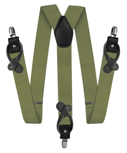 Vittorio Farina Men's Convertible Suspender in Gift Box: 70% Polyester & 30% Elastomer - Olive Green - Suspenders - Vittorio Farina