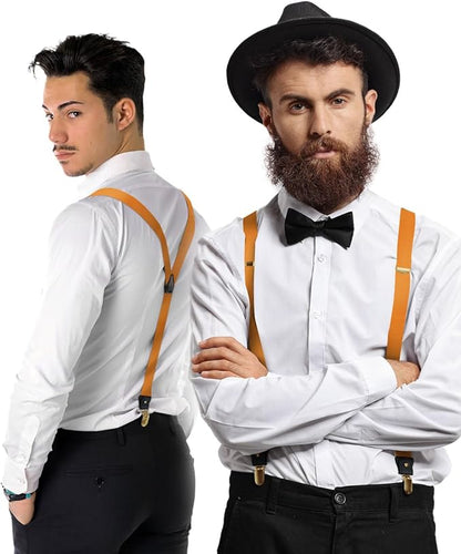 Vittorio Farina Men's Convertible Suspender in Gift Box: 70% Polyester & 30% Elastomer - Orange - Suspenders - Vittorio Farina