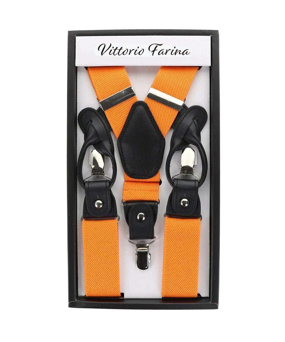 Vittorio Farina Men's Convertible Suspender in Gift Box: 70% Polyester & 30% Elastomer - Orange - Suspenders - Vittorio Farina