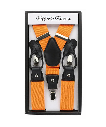 Vittorio Farina Men's Convertible Suspender in Gift Box: 70% Polyester & 30% Elastomer - Orange - Suspenders - Vittorio Farina