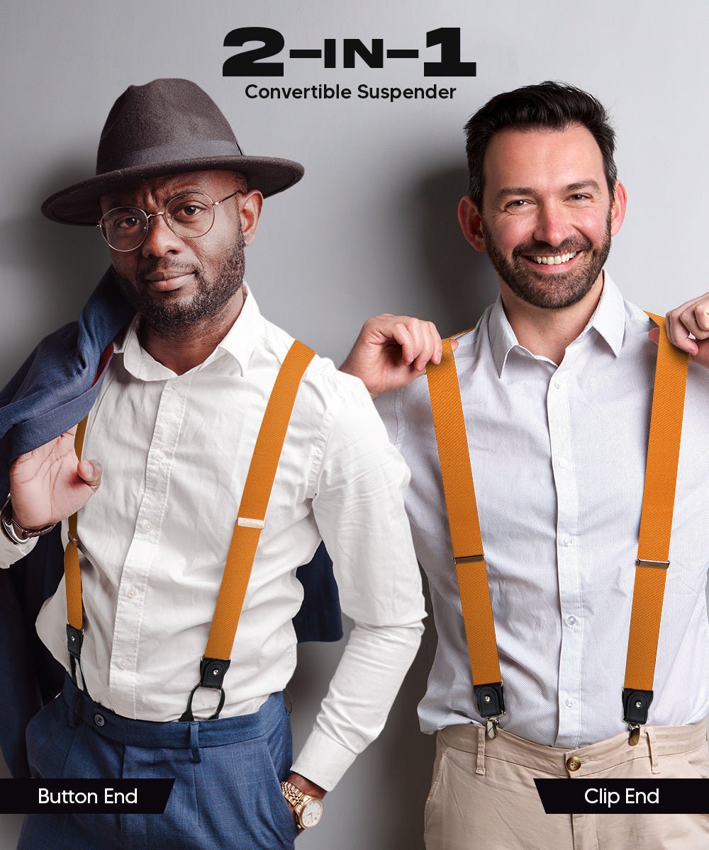 Vittorio Farina Men's Convertible Suspender in Gift Box: 70% Polyester & 30% Elastomer - Orange - Suspenders - Vittorio Farina