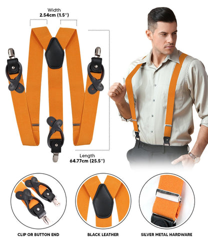 Vittorio Farina Men's Convertible Suspender in Gift Box: 70% Polyester & 30% Elastomer - Orange - Suspenders - Vittorio Farina