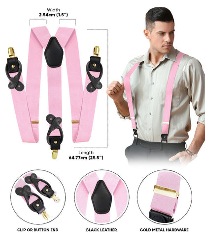 Vittorio Farina Men's Convertible Suspender in Gift Box: 70% Polyester & 30% Elastomer - Pink - Suspenders - Vittorio Farina