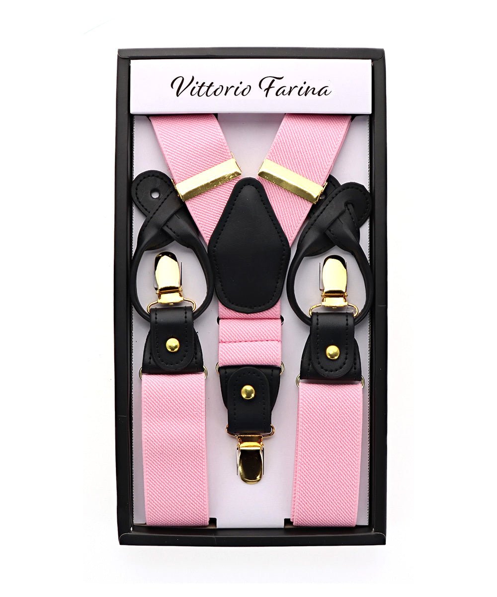 Vittorio Farina Men's Convertible Suspender in Gift Box: 70% Polyester & 30% Elastomer - Pink - Suspenders - Vittorio Farina