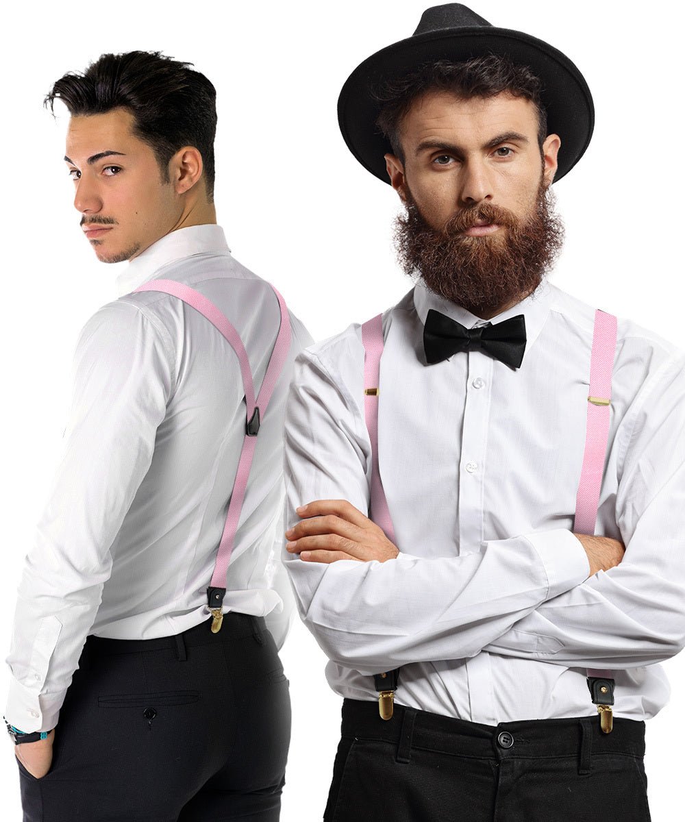 Vittorio Farina Men's Convertible Suspender in Gift Box: 70% Polyester & 30% Elastomer - Pink - Suspenders - Vittorio Farina