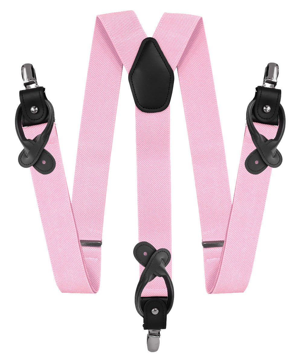 Vittorio Farina Men's Convertible Suspender in Gift Box: 70% Polyester & 30% Elastomer - Pink - Suspenders - Vittorio Farina