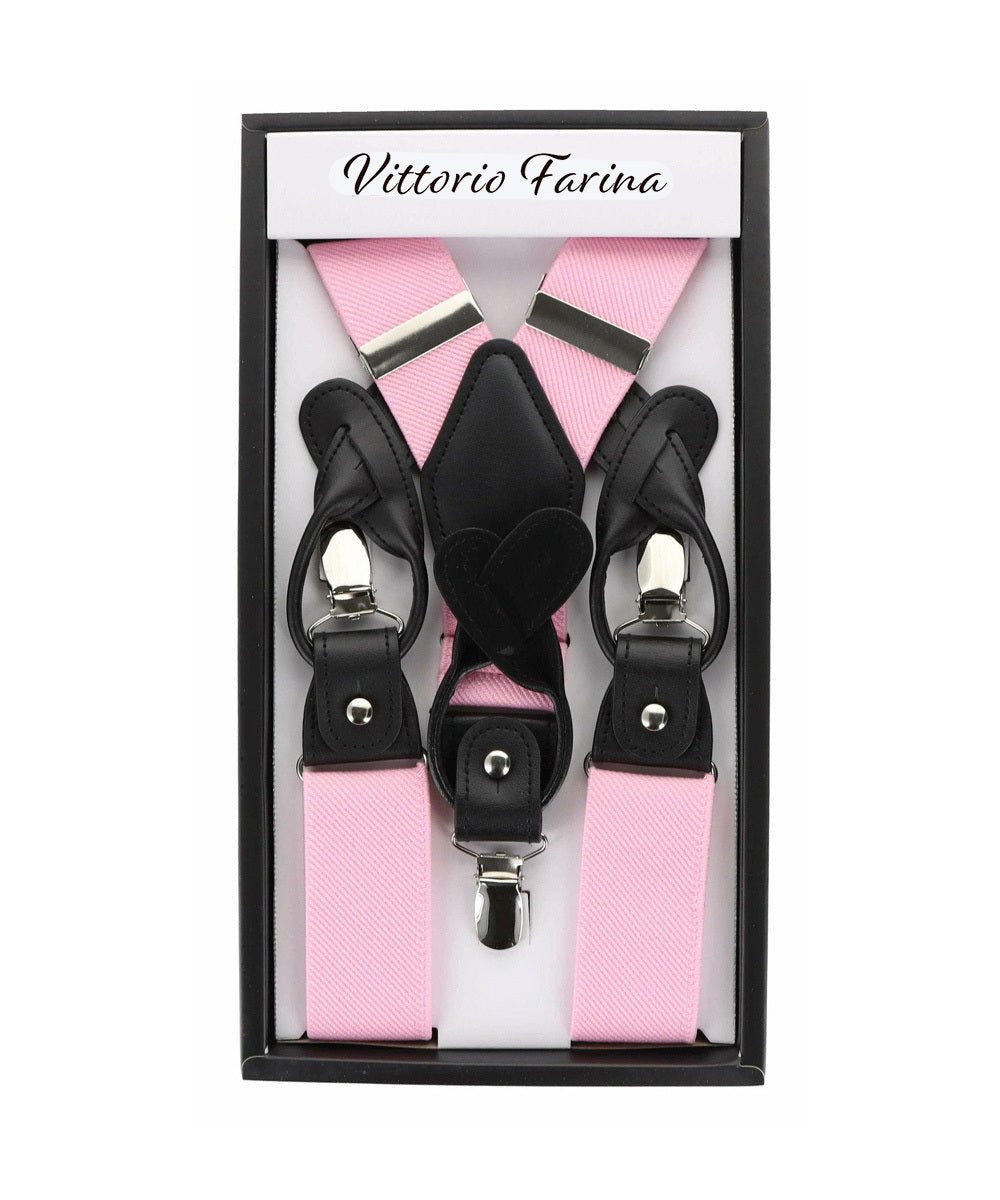Vittorio Farina Men's Convertible Suspender in Gift Box: 70% Polyester & 30% Elastomer - Pink - Suspenders - Vittorio Farina