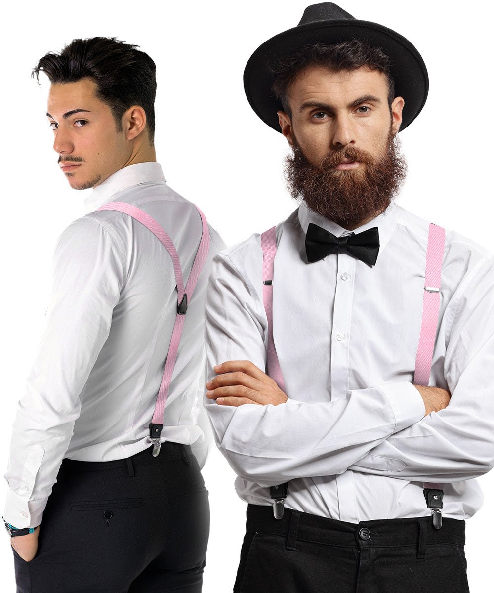 Vittorio Farina Men's Convertible Suspender in Gift Box: 70% Polyester & 30% Elastomer - Pink - Suspenders - Vittorio Farina