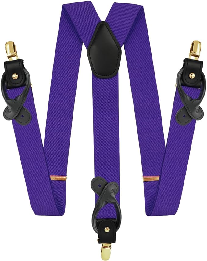Vittorio Farina Men's Convertible Suspender in Gift Box: 70% Polyester & 30% Elastomer - Purple - Suspenders - Vittorio Farina