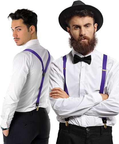 Vittorio Farina Men's Convertible Suspender in Gift Box: 70% Polyester & 30% Elastomer - Purple - Suspenders - Vittorio Farina